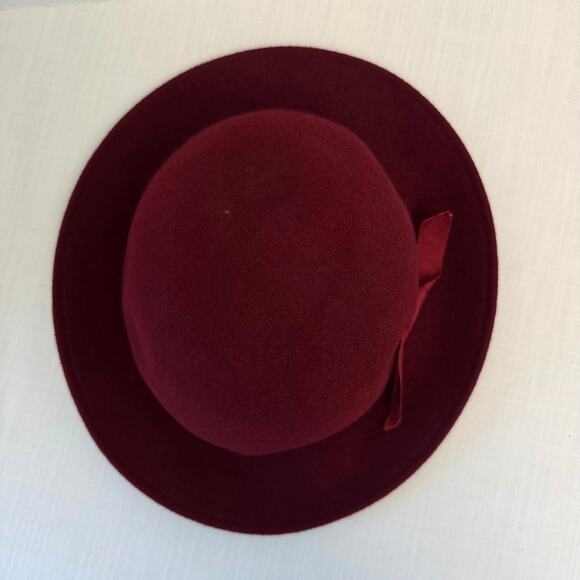 GEORGE W. BOLLMAN & CO. Vintage Women's Doeskin Felt Wool Hat Burgundy Wine - Picture 6 of 10